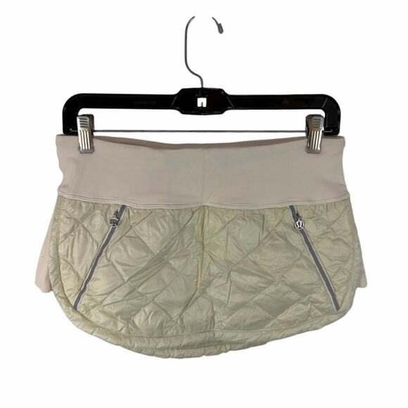 lululemon athletica Dresses & Skirts - Lululemon Hot Cheeks Puffer Skirt Goose Down Size 6 Quilted Insulated Ivory